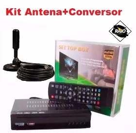 003 Kit Conversor Digital Tv Antena Interna Externa Cabo 4,0mt